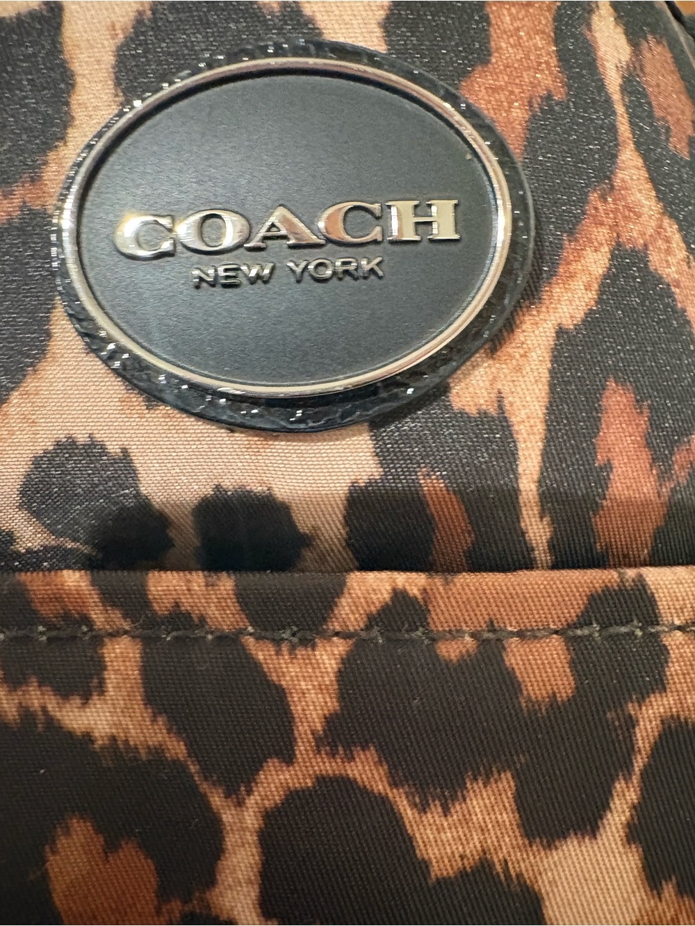 Coach Leopard Print Crossbody Tote with Black Trim , Large - Picture 7 of 12
